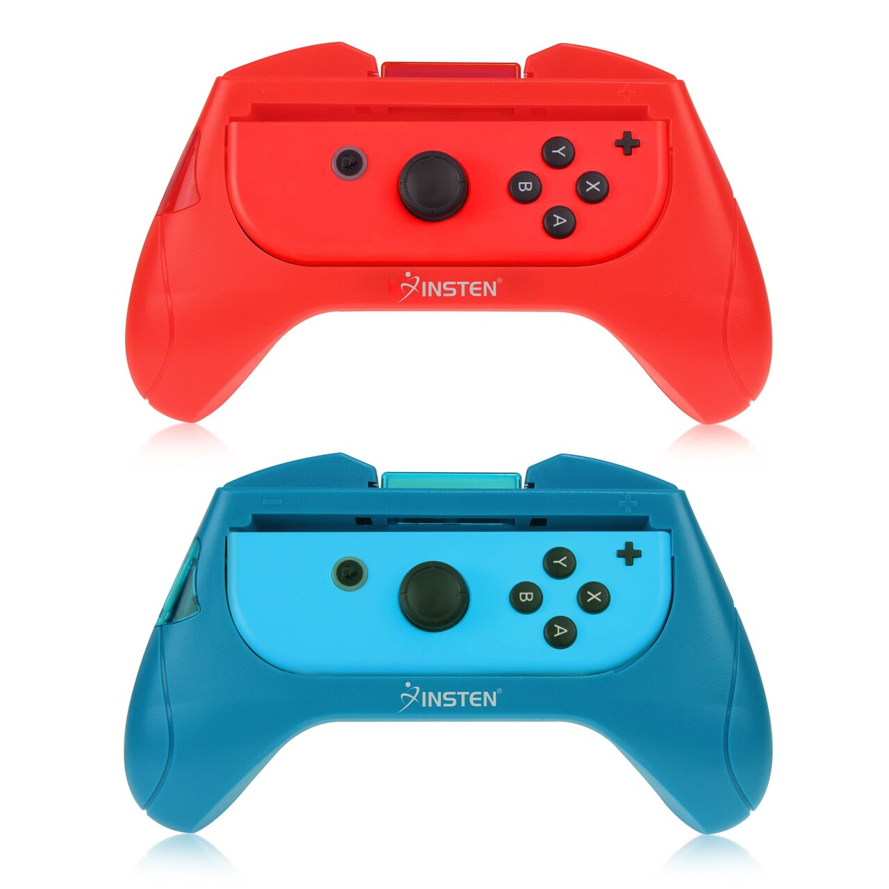 Insten Controller Grip Compatible with Nintendo Switch Joycon, Protevtive, Comfort, Hand Grips, Blue and Red